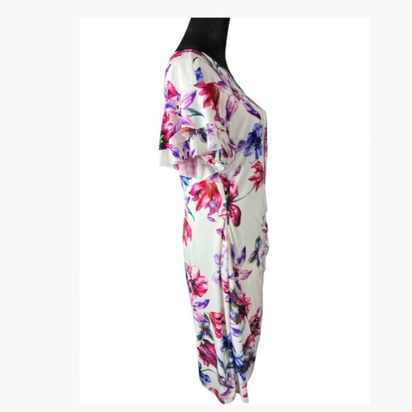 Lauren Ralph Lauren Floral Ruffle Sleeve Shift Dress Short Sleeve Size 14P NWT - Picture 2 of 12